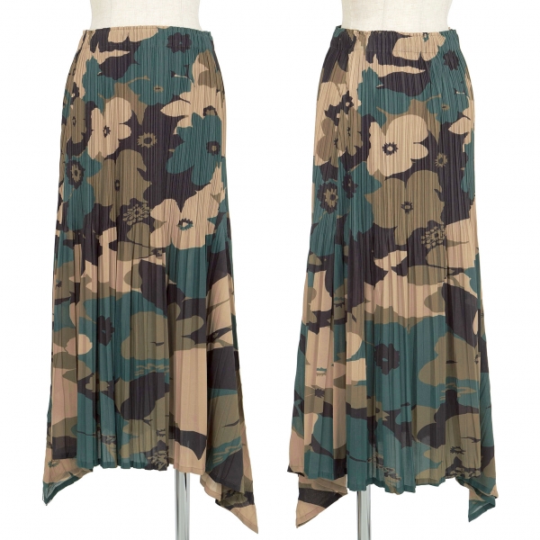 ISSEY MIYAKE WHITE LABEL Flower Camo Faded Pleat Skirt Khaki 2 ...